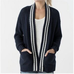 Margaret O’Leary 100% Cotton Navy Blue Open Front Cardigan Sweater size Medium
